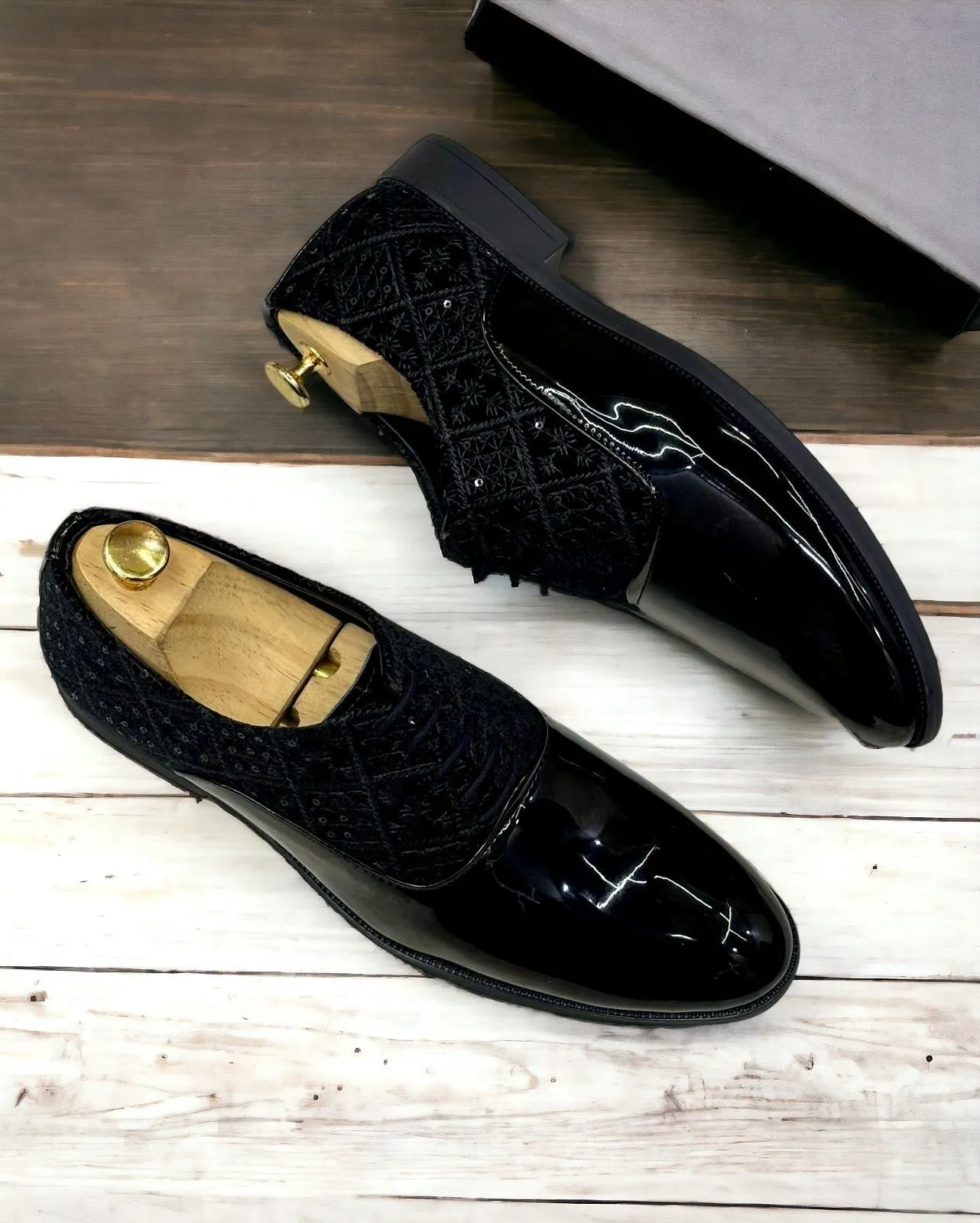 Men's Stylish Fashion Shiny Lace Up Shoes For Party & Formal Wear