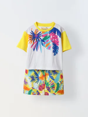 Multi-Color Top and Skirt Set