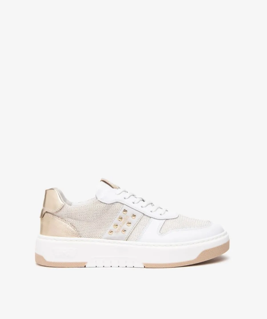 Nerogiardini white leather and canvas sneakers