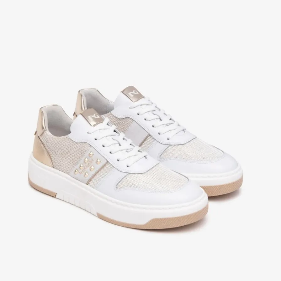 Nerogiardini white leather and canvas sneakers