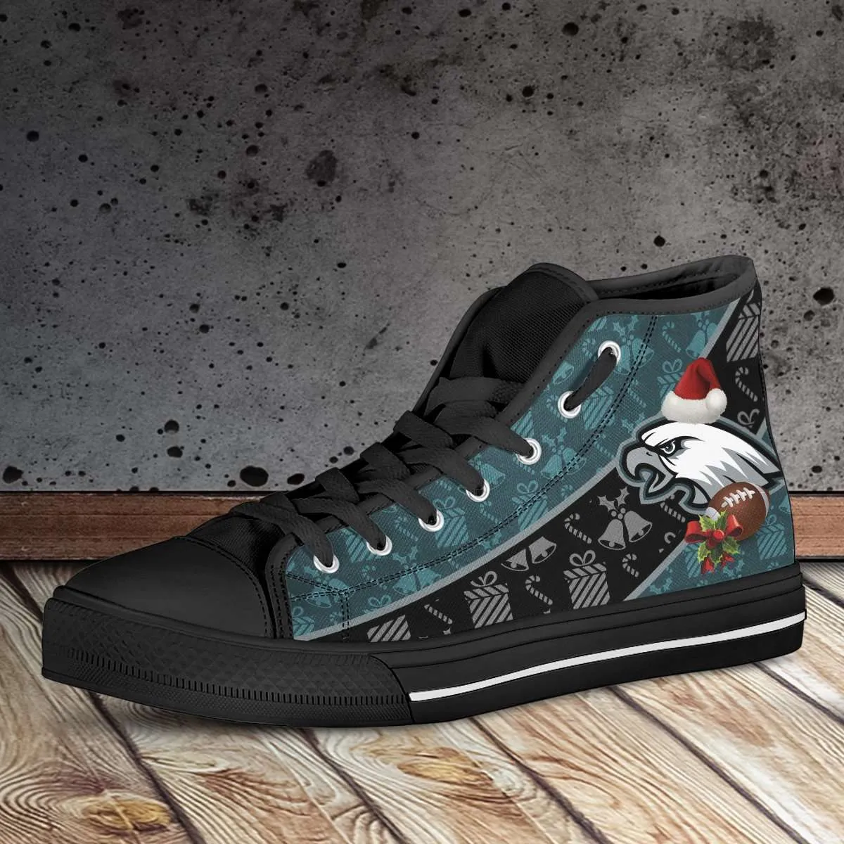 Philadelphia Eagles Christmas Football Pattern Canvas High Top Shoes