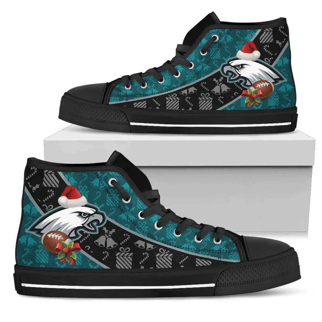 Philadelphia Eagles Christmas Football Pattern Canvas High Top Shoes