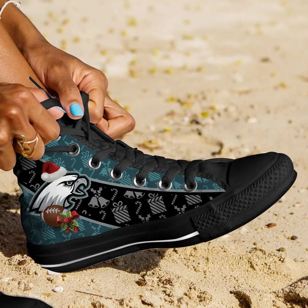 Philadelphia Eagles Christmas Football Pattern Canvas High Top Shoes