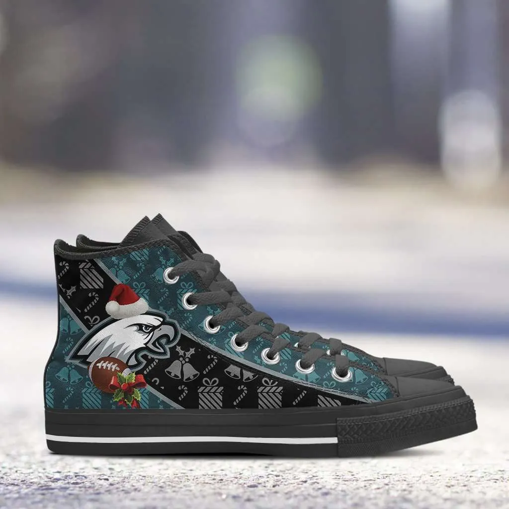Philadelphia Eagles Christmas Football Pattern Canvas High Top Shoes