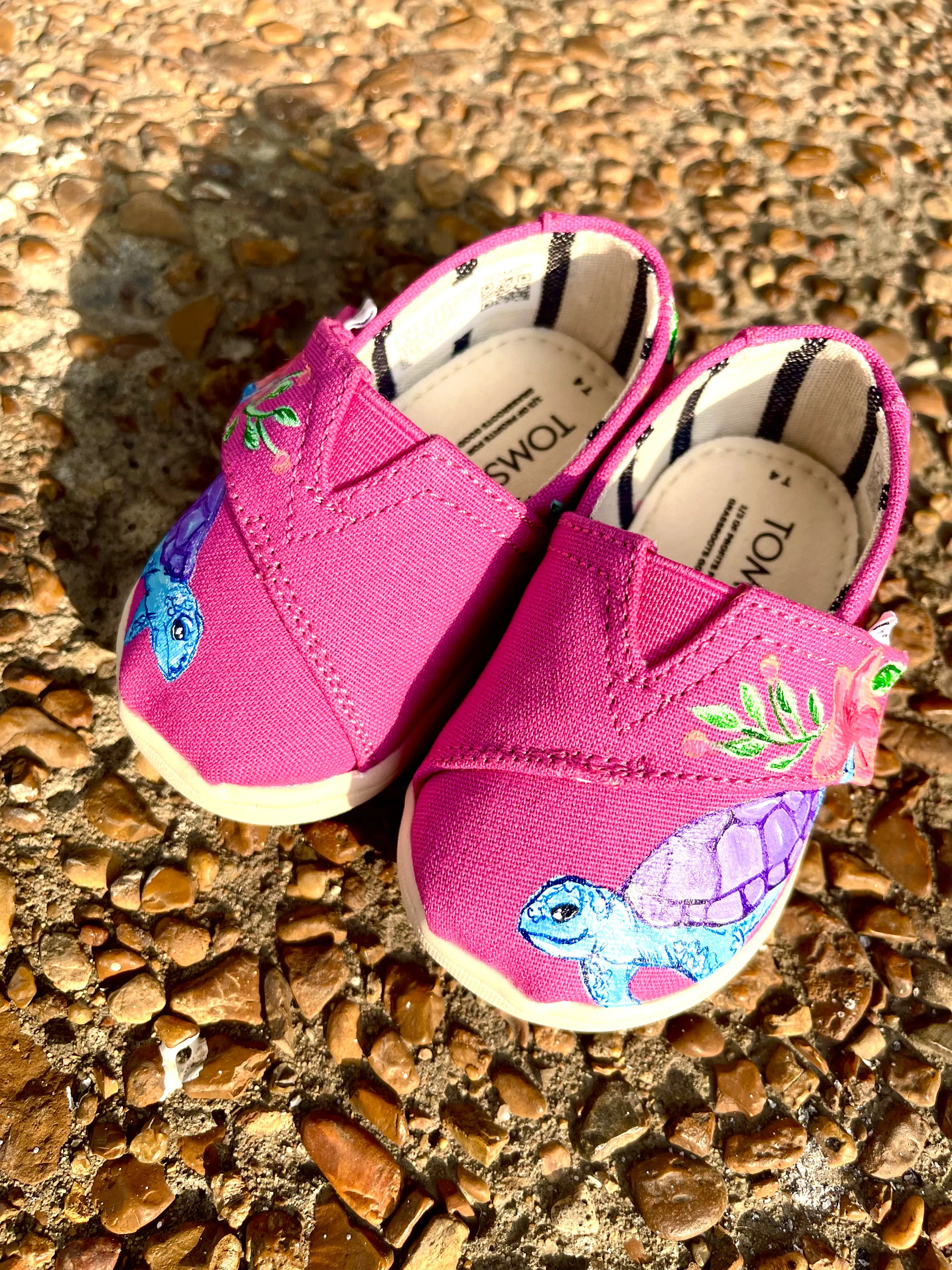 Pink Floral Toms Slip Ons- Toddler
