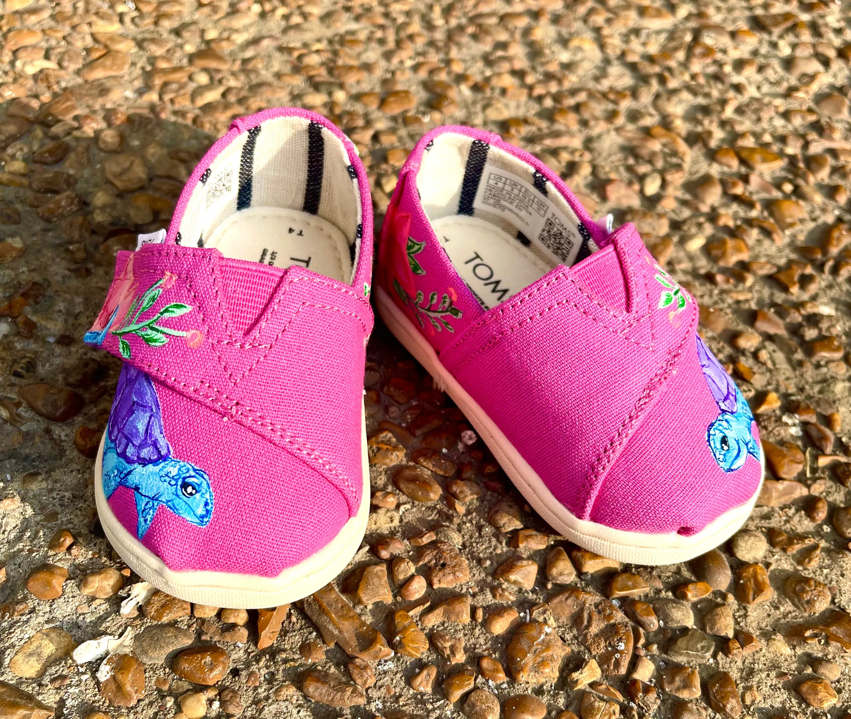 Pink Floral Toms Slip Ons- Toddler