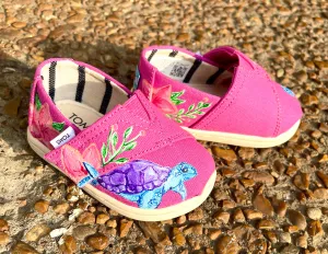 Pink Floral Toms Slip Ons- Toddler