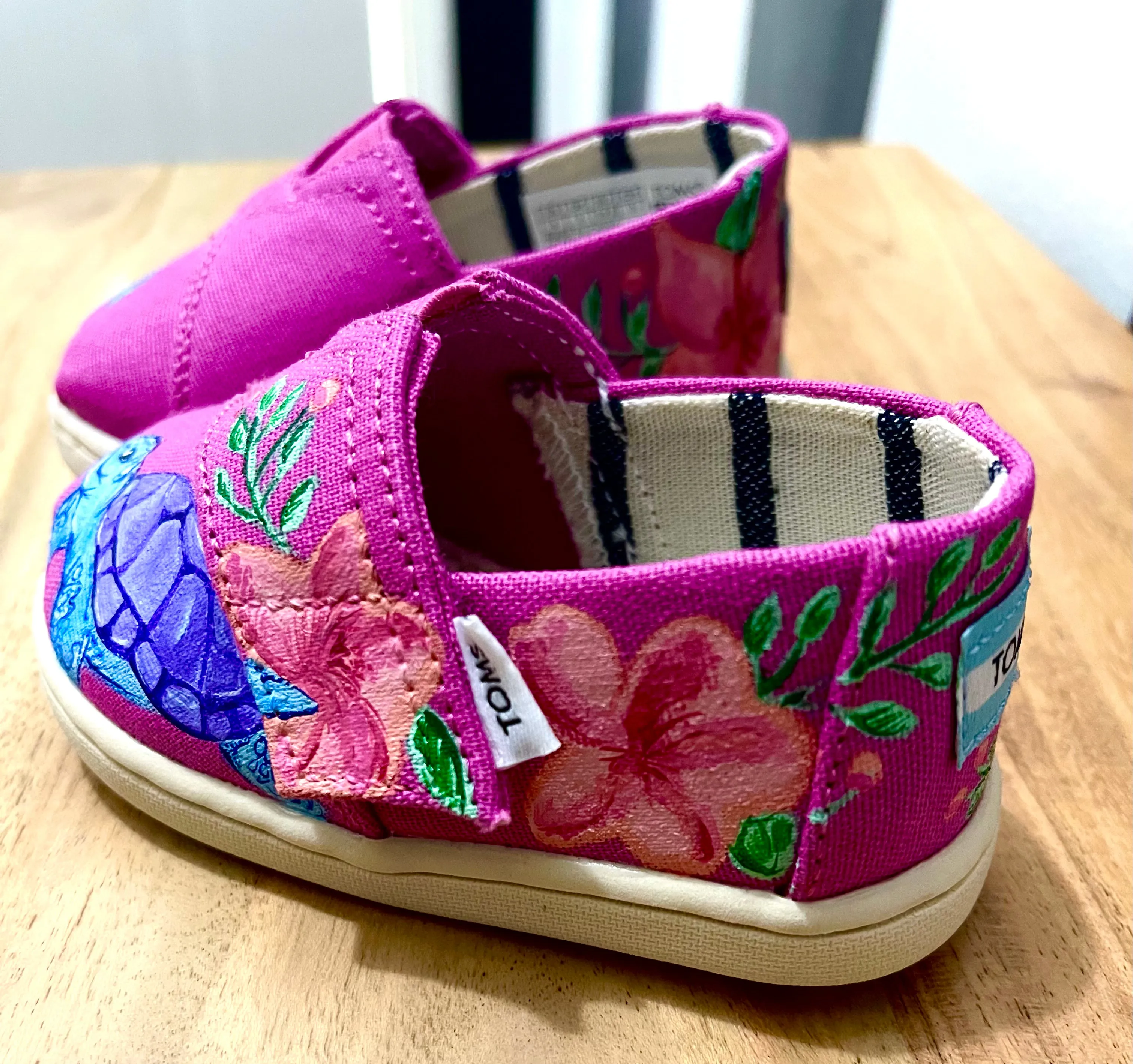 Pink Floral Toms Slip Ons- Toddler