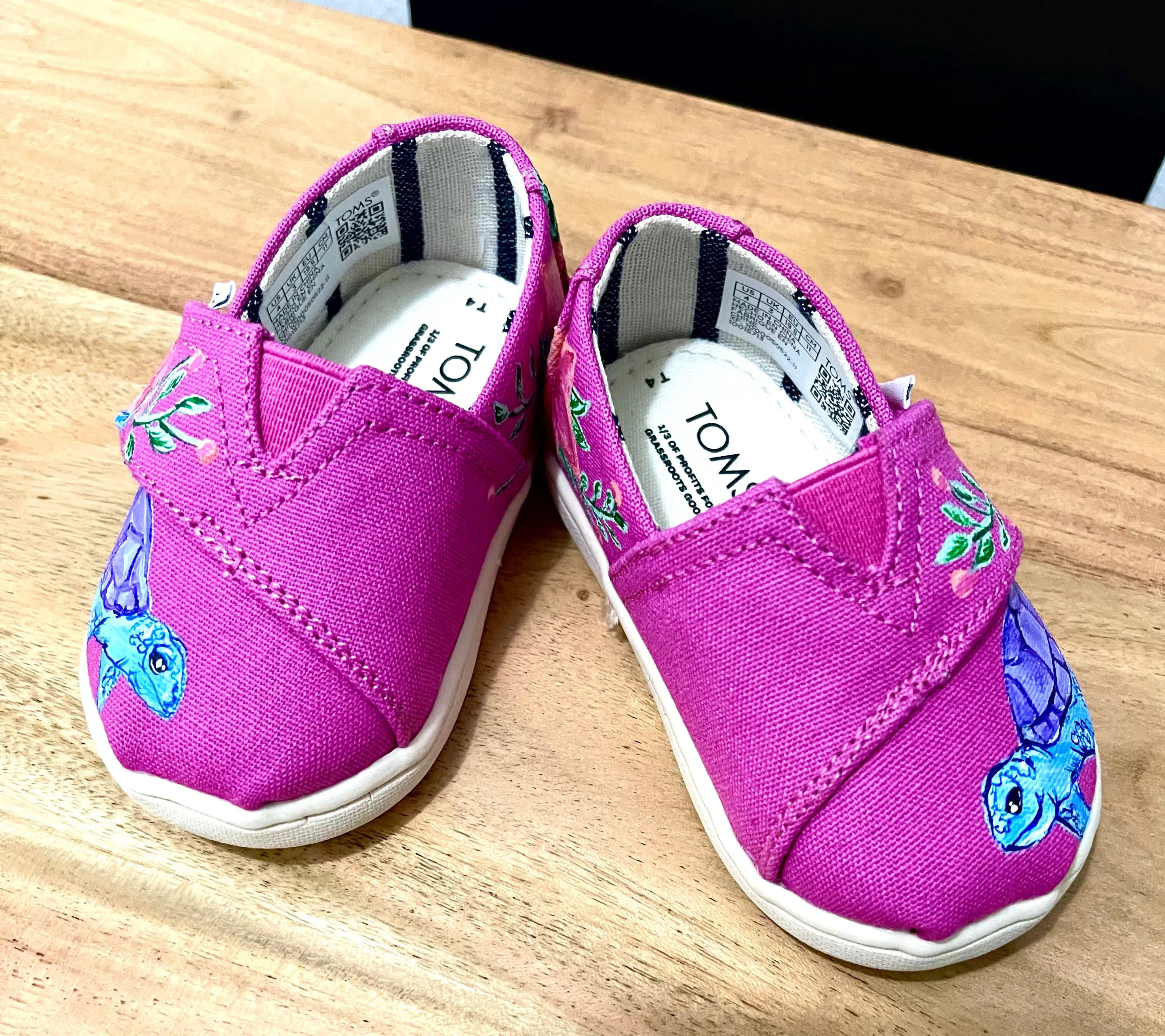 Pink Floral Toms Slip Ons- Toddler