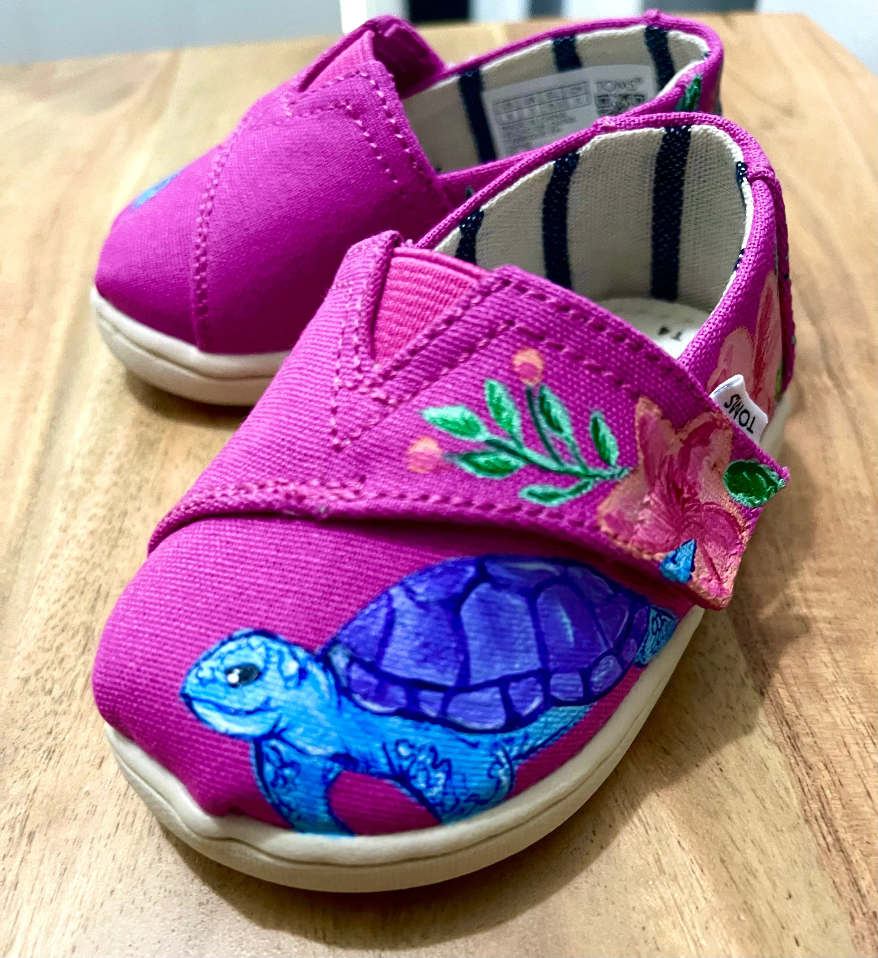 Pink Floral Toms Slip Ons- Toddler