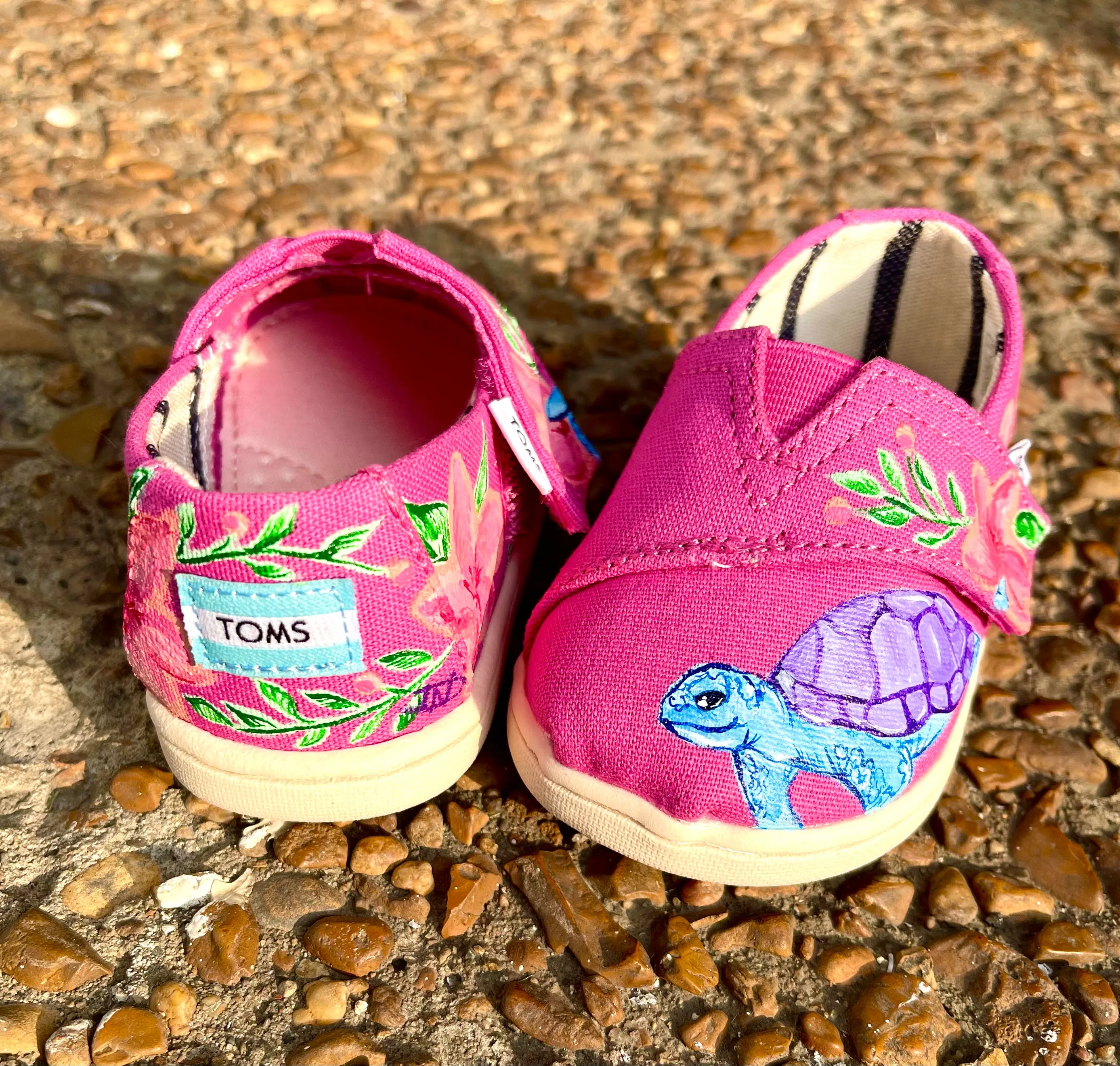 Pink Floral Toms Slip Ons- Toddler