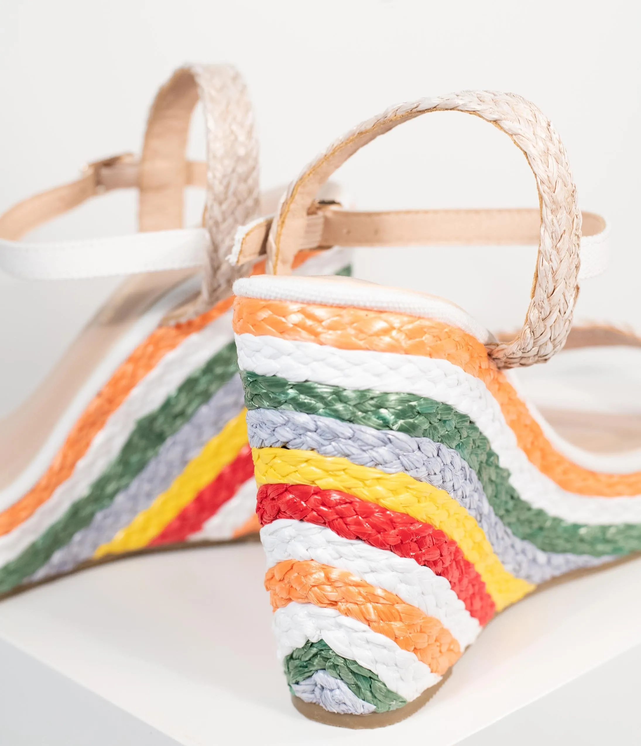 Rainbow Striped Straw Wedges