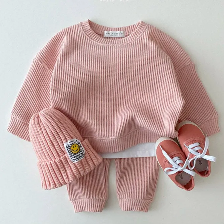 Ribbed Cotton Sweatshirt and Pants Set