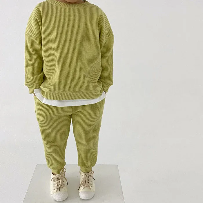 Ribbed Cotton Sweatshirt and Pants Set