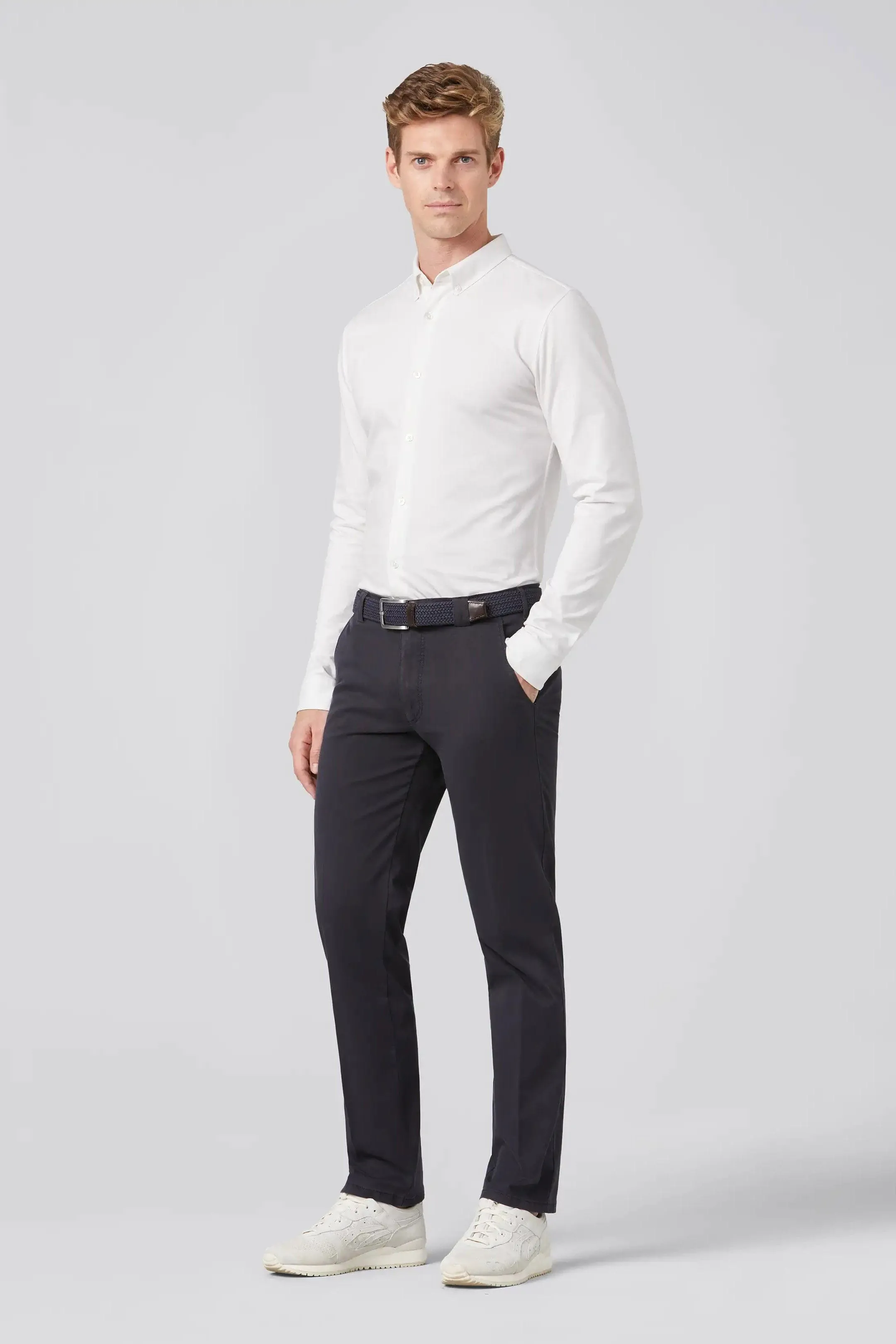 Roma Super Soft Lightweight Cotton Chinos - Navy