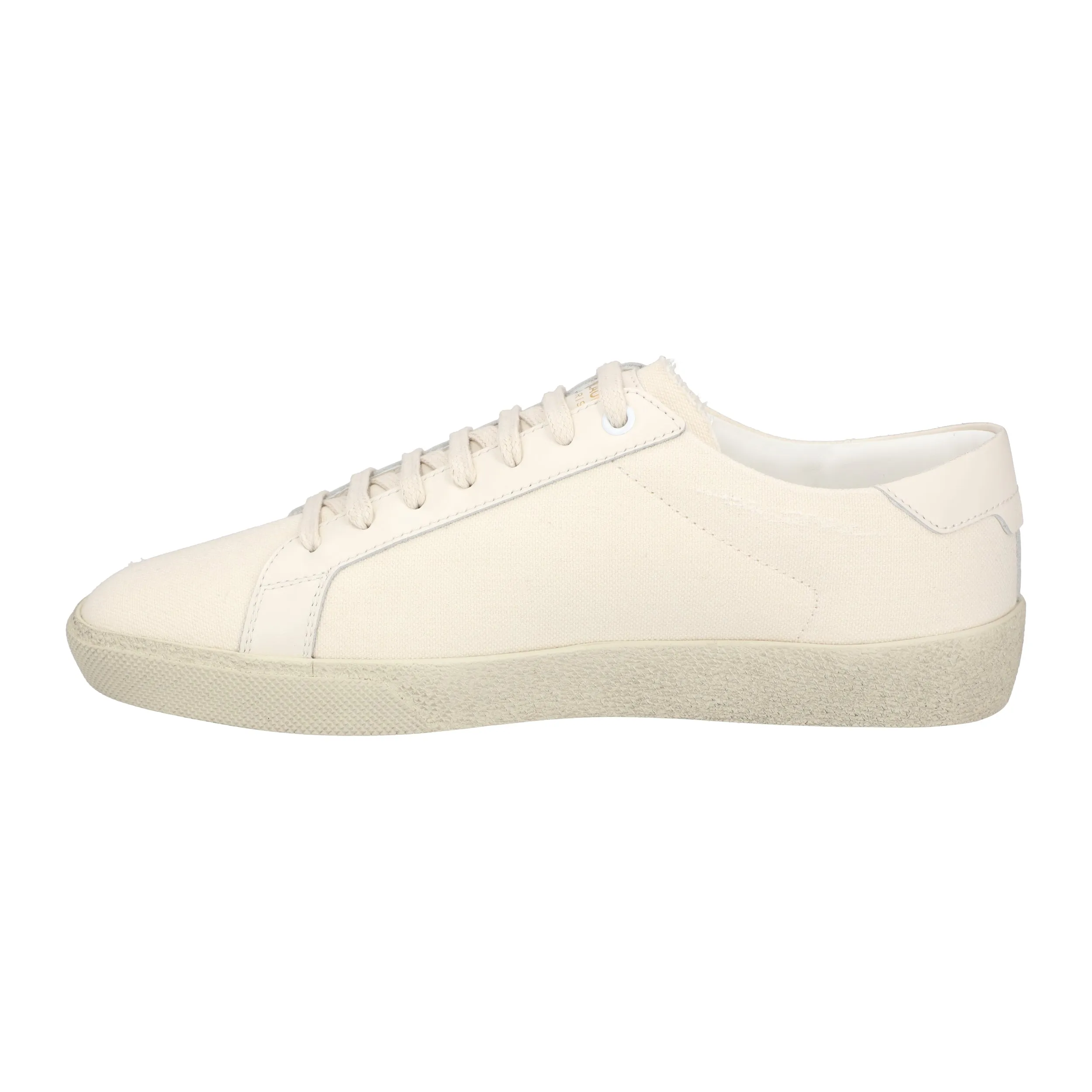 Saint Laurent Court Classic Sl/06 Embroidered Sneakers In Canvas And Leather White