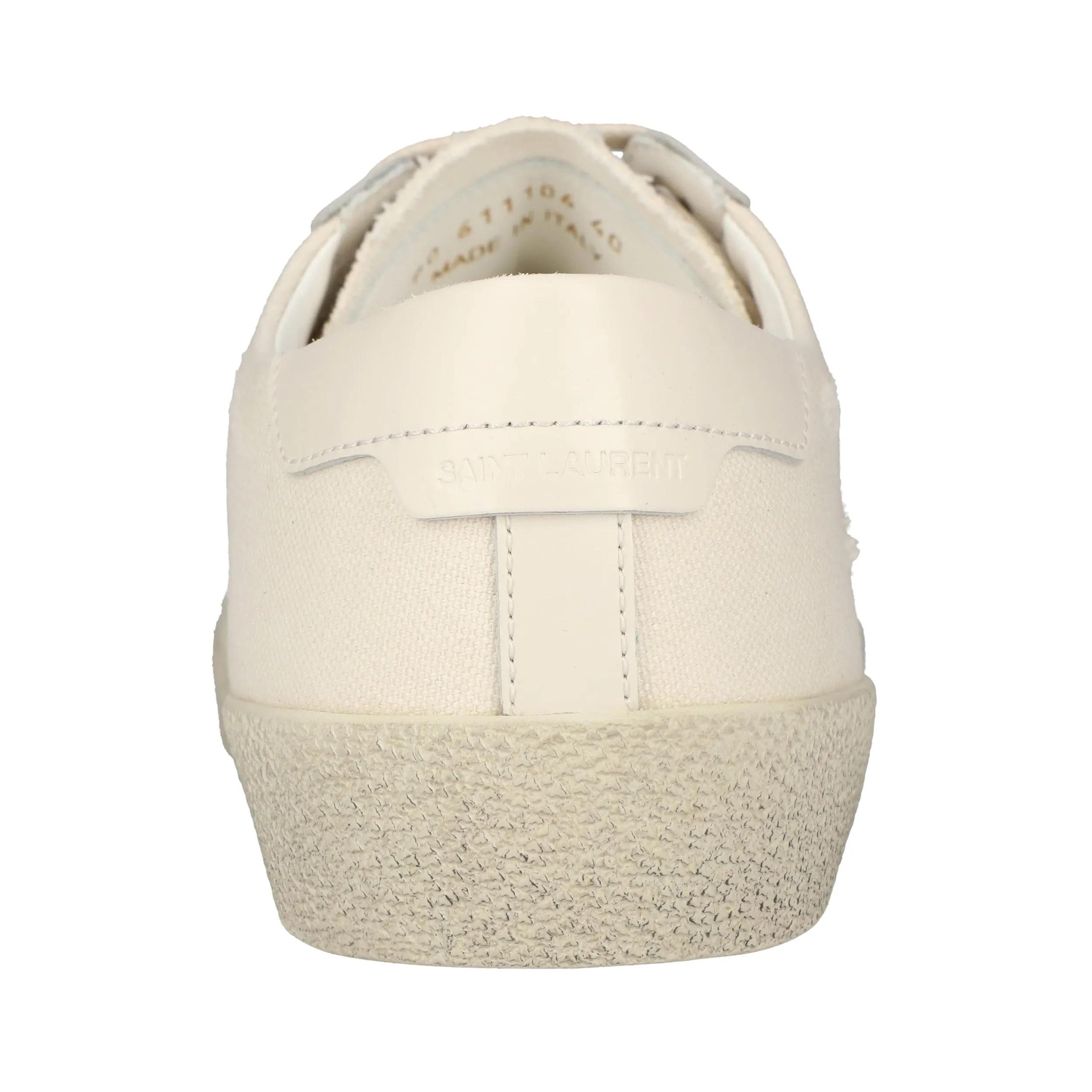 Saint Laurent Court Classic Sl/06 Embroidered Sneakers In Canvas And Leather White