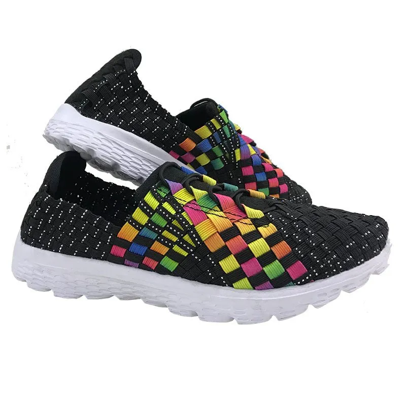 Skooda Shoes Ladies Rainbow Black Sporty, white Soles
