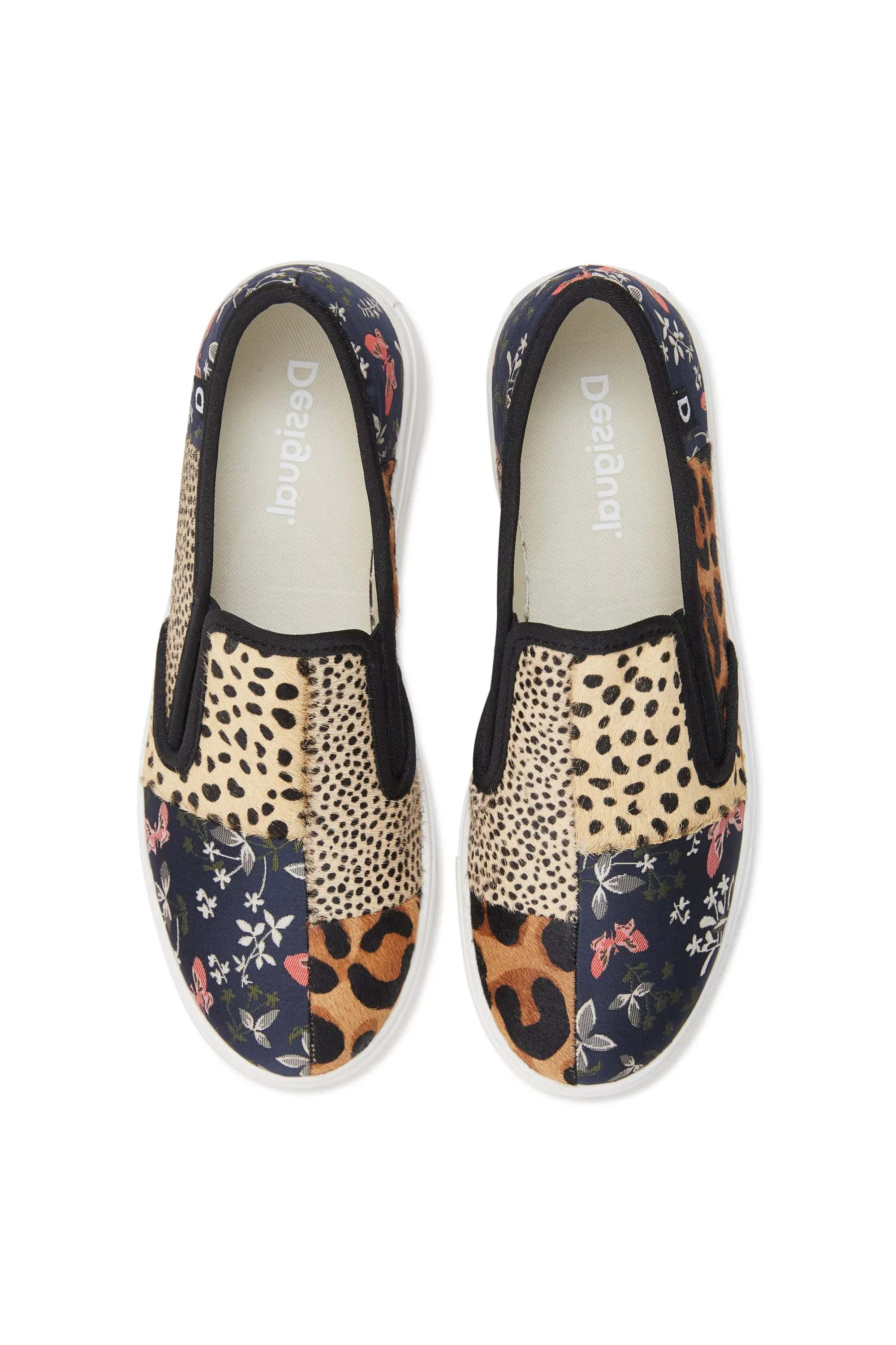 Slip On Animal Patch Leopard & Flower Trainers Desigual Style 21WSKL06