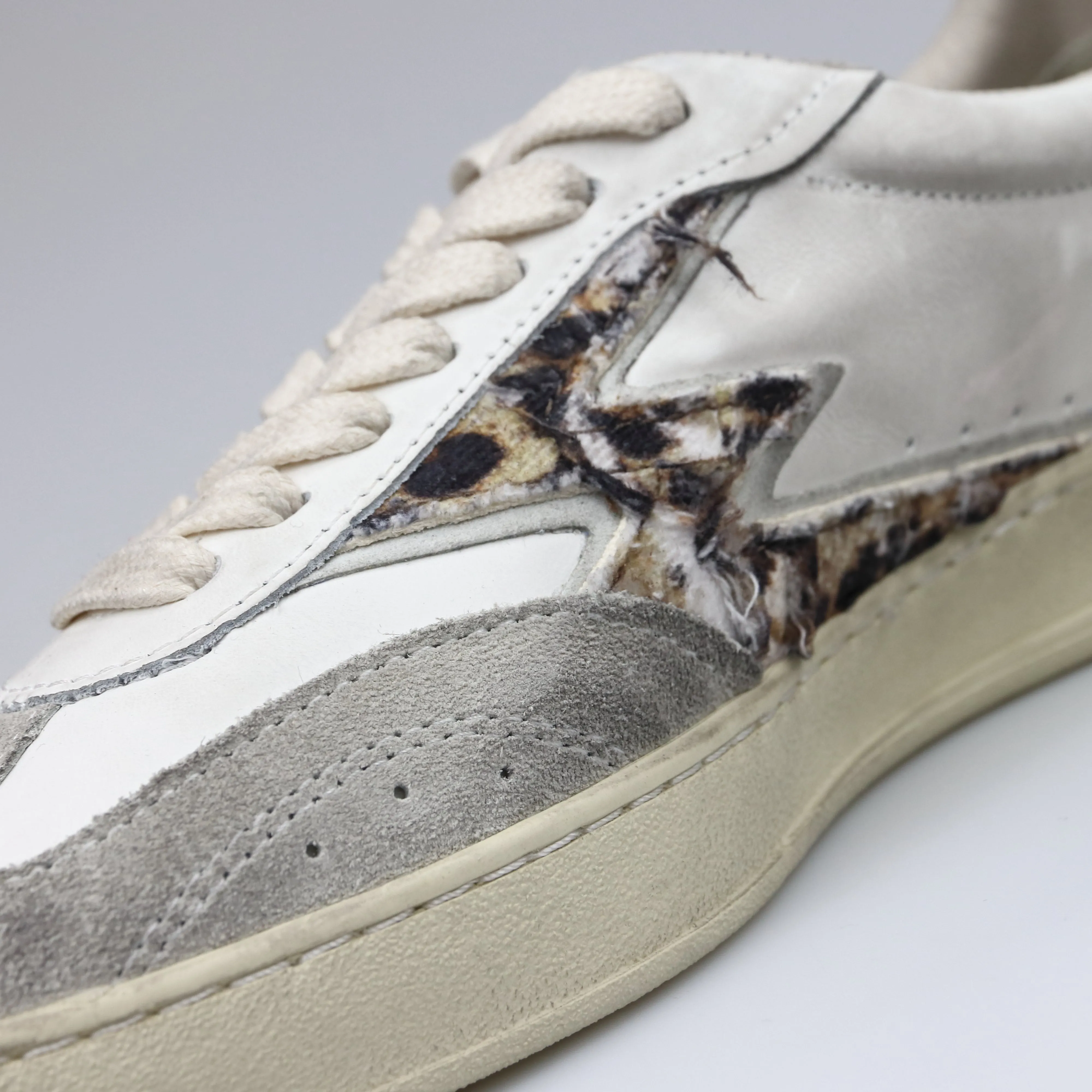 SNEAKER CLUB BIANCHE LOGO LEOPARDO