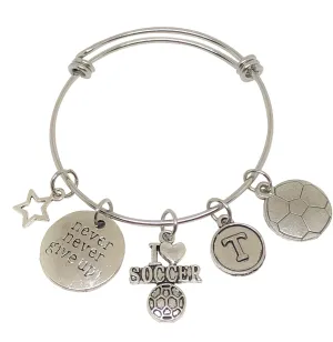 Soccer Personalized Charm Bracelet - Never Give Up!
