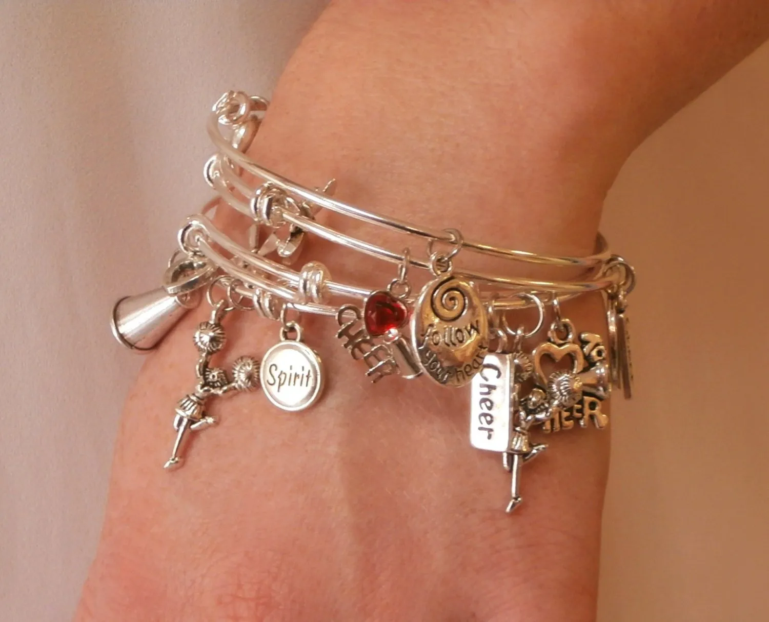 Soccer Personalized Charm Bracelet - Never Give Up!