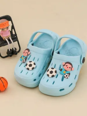 Soccer-Themed Clogs with Fun Monkey Cartoon Design for Boys
