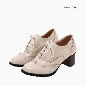 Square-Heel, Round-Toe: Brogue Shoes for Women