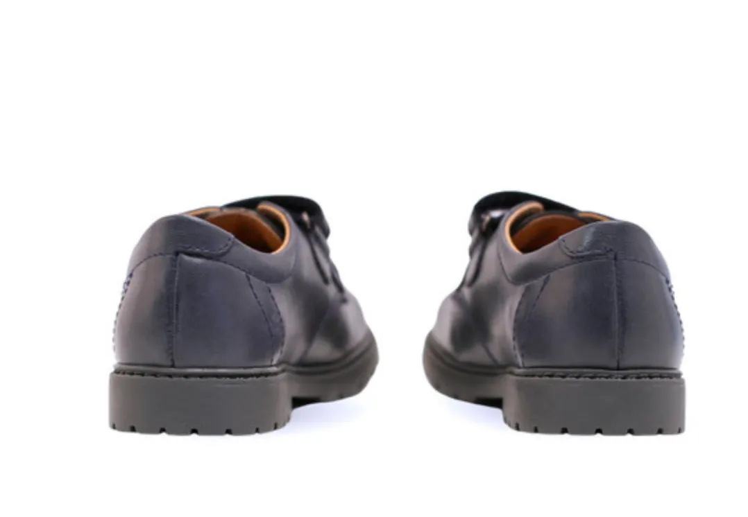 Start-Rite Lucky Navy leather boys riptape pre-school shoes
