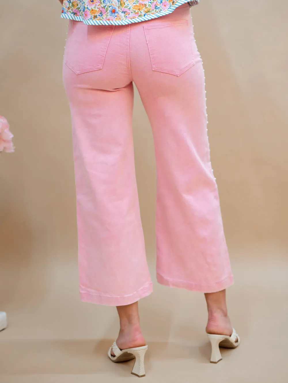 Stella Pearl Denim Pant- Pink