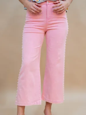 Stella Pearl Denim Pant- Pink