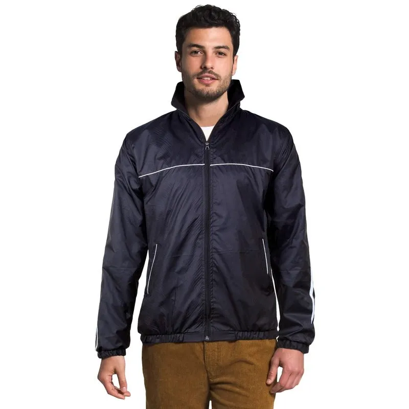 THE CLOWNFISH Men's Activewear Jacket - Cool Design with Pockets | Stand Collar | XL | Black with White Stripes