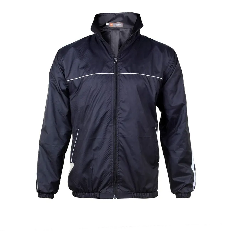THE CLOWNFISH Men's Activewear Jacket - Cool Design with Pockets | Stand Collar | XL | Black with White Stripes