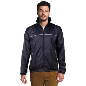 THE CLOWNFISH Men's Activewear Jacket - Cool Design with Pockets | Stand Collar | XL | Black with White Stripes