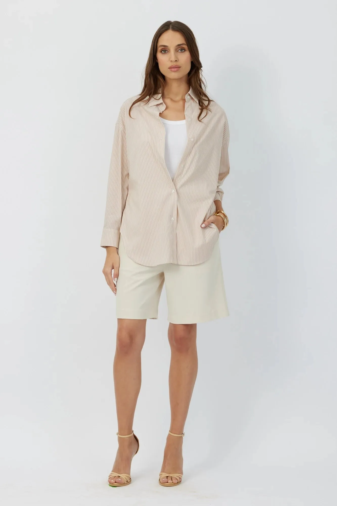 The Reya - Sesame Button Down Versatile Oversized Summer Shirt