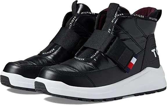 Tommy Hilfiger Olly Black Hook and Loop Rounded Toe Cozy Fashion Sneakers