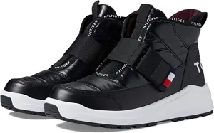 Tommy Hilfiger Olly Black Hook and Loop Rounded Toe Cozy Fashion Sneakers