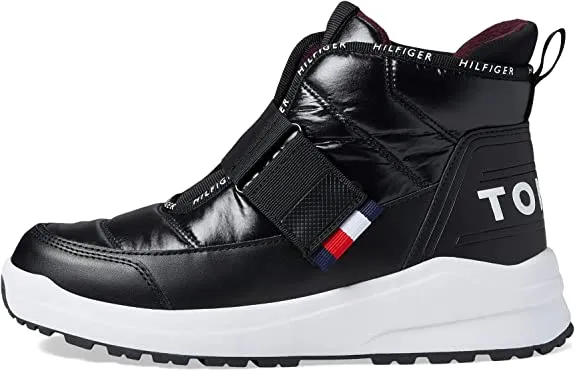 Tommy Hilfiger Olly Black Hook and Loop Rounded Toe Cozy Fashion Sneakers