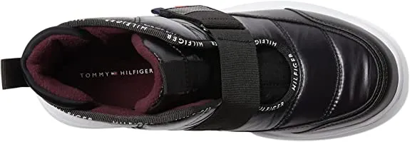 Tommy Hilfiger Olly Black Hook and Loop Rounded Toe Cozy Fashion Sneakers