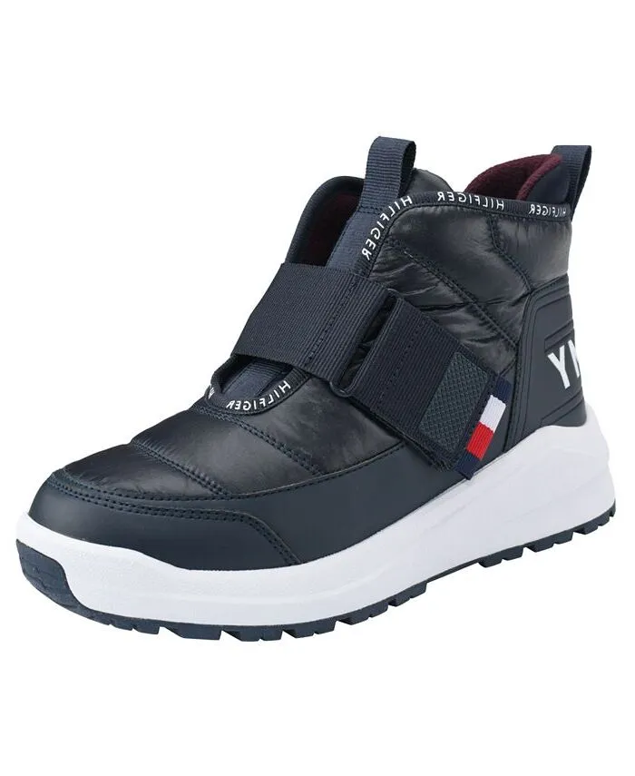 Tommy Hilfiger Olly Blue Hook and Loop Rounded Toe Cozy Fashion High Top Sneakers