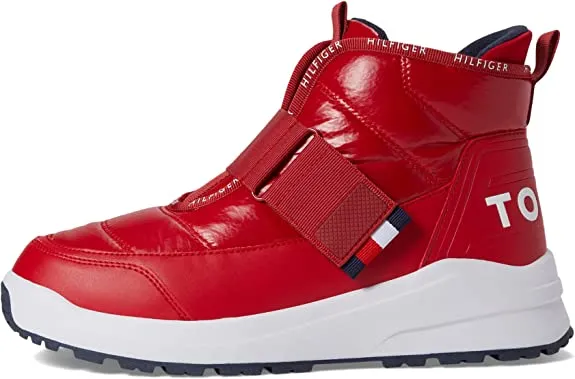 Tommy Hilfiger Olly Red Hook and Loop Rounded Toe Cozy Fashion Sneakers