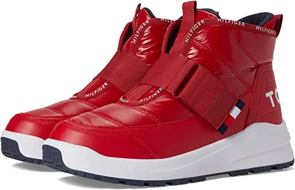 Tommy Hilfiger Olly Red Hook and Loop Rounded Toe Cozy Fashion Sneakers