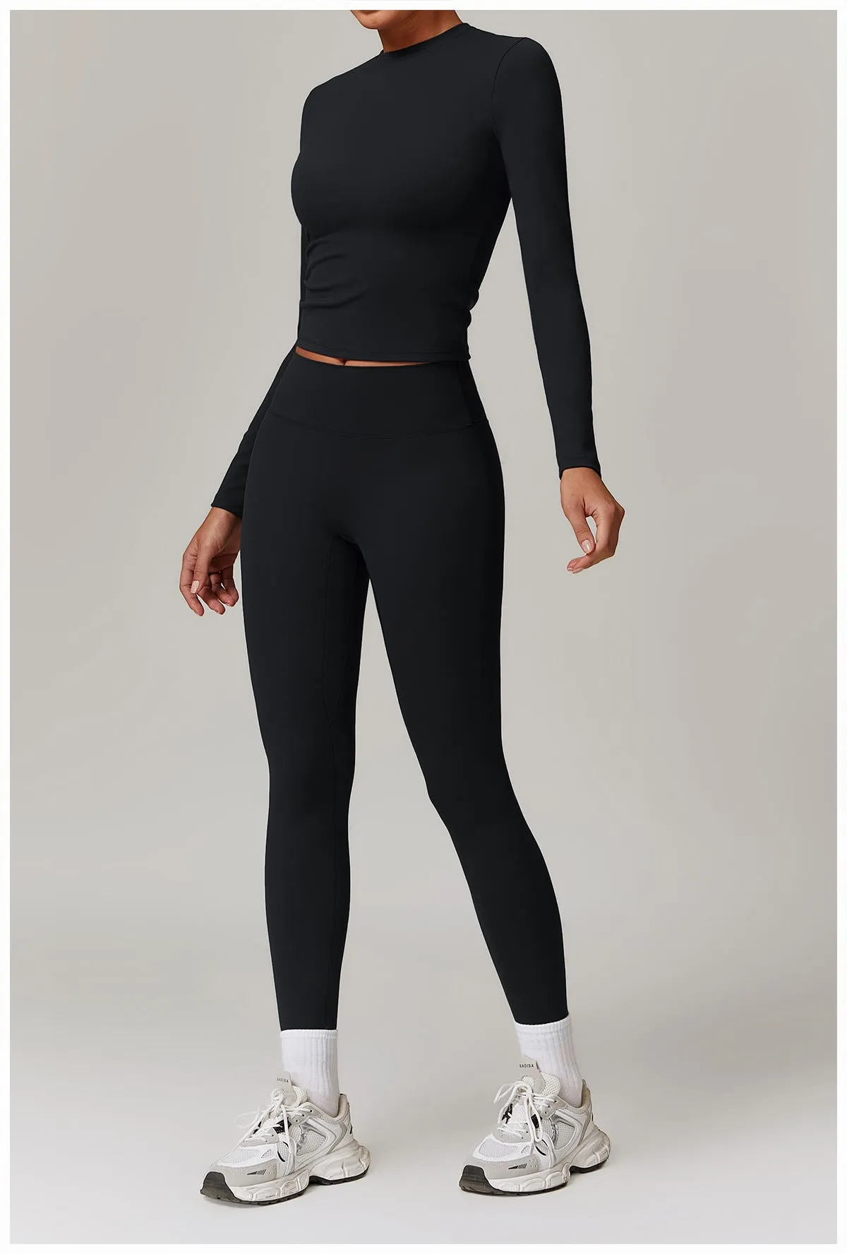 Versatile Fleece-Lined Long Sleeve Yoga Top