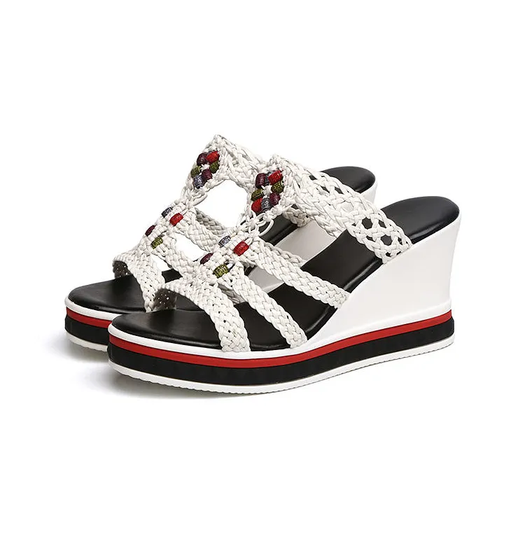 Women Slippers Platform Wedge Peep Toe Shoes Casual Summer