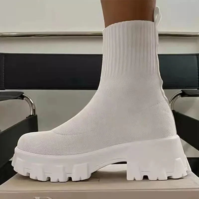 Women's Lightweight Sporty Boots Platform Chunky Heels Casual Shoes